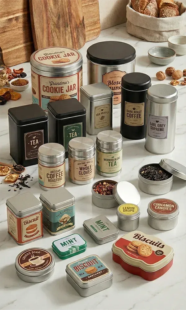 Food and beverage custom tin packaging